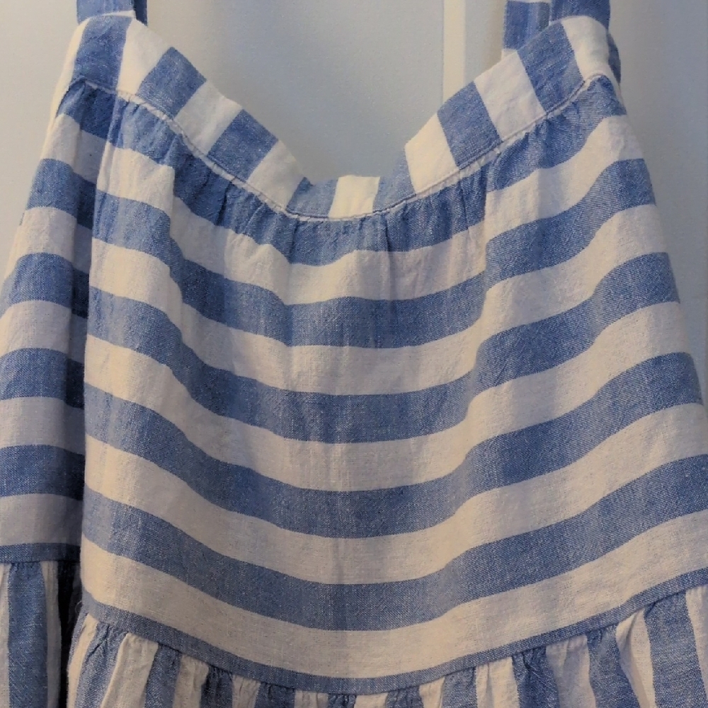 LOFT Blue and White Striped Summer Flowy Tank ( Linen And Viscose) - Picture 2 of 12